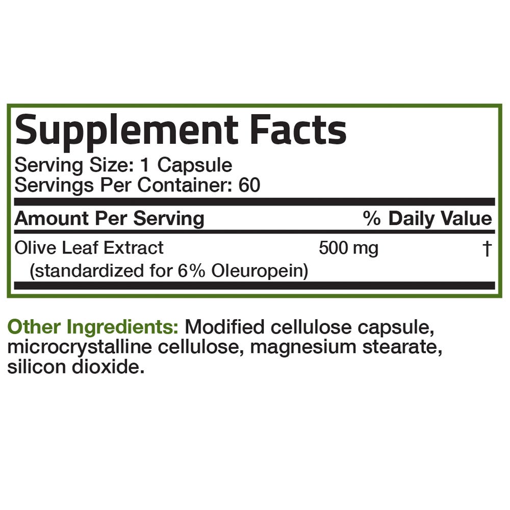 Olive Leaf Extract High Potency - 500 mg - 60 Capsules view 6 of 6