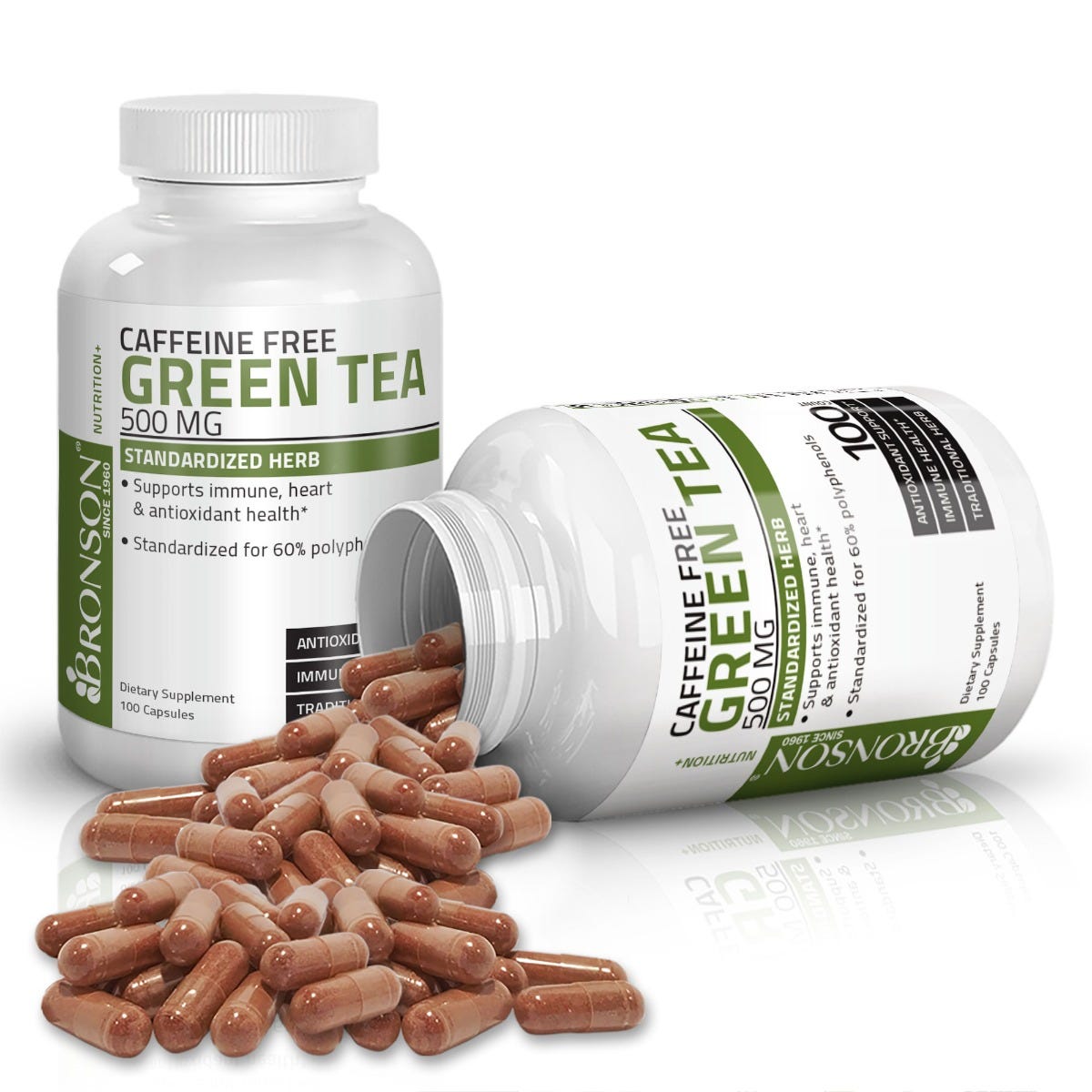 Caffeine Free Green Tea Extract - 500 mg - 100 Capsules