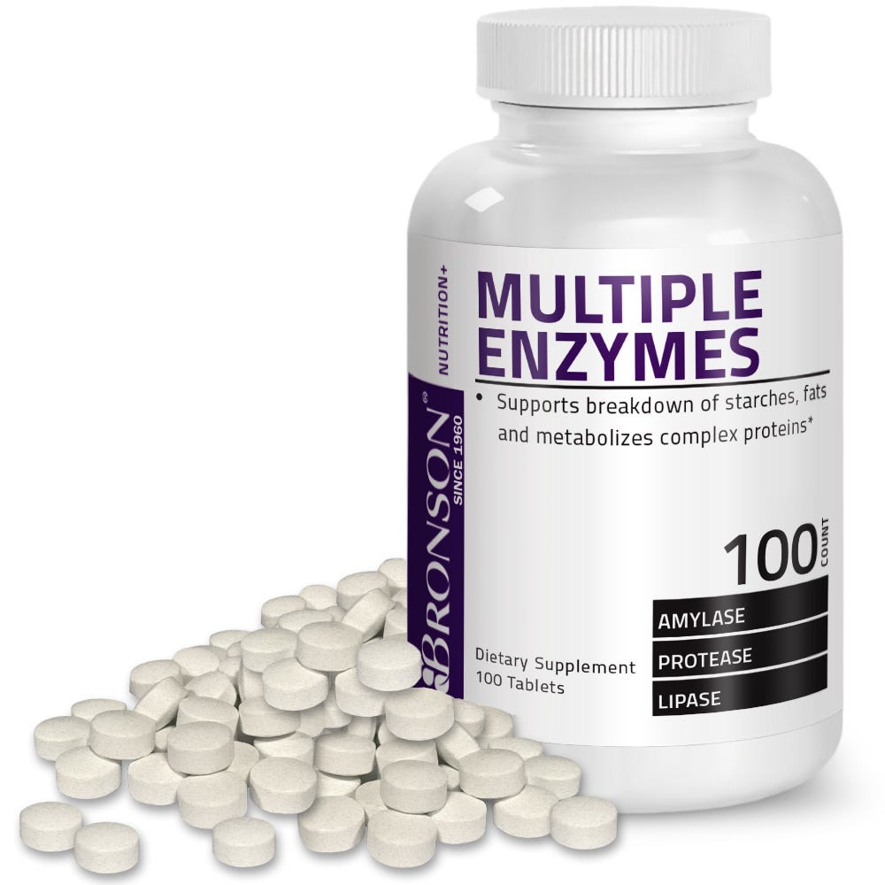 Multiple Digestive Enzymes Amylase Protease Lipase - 100 Tablets view 2 of 6