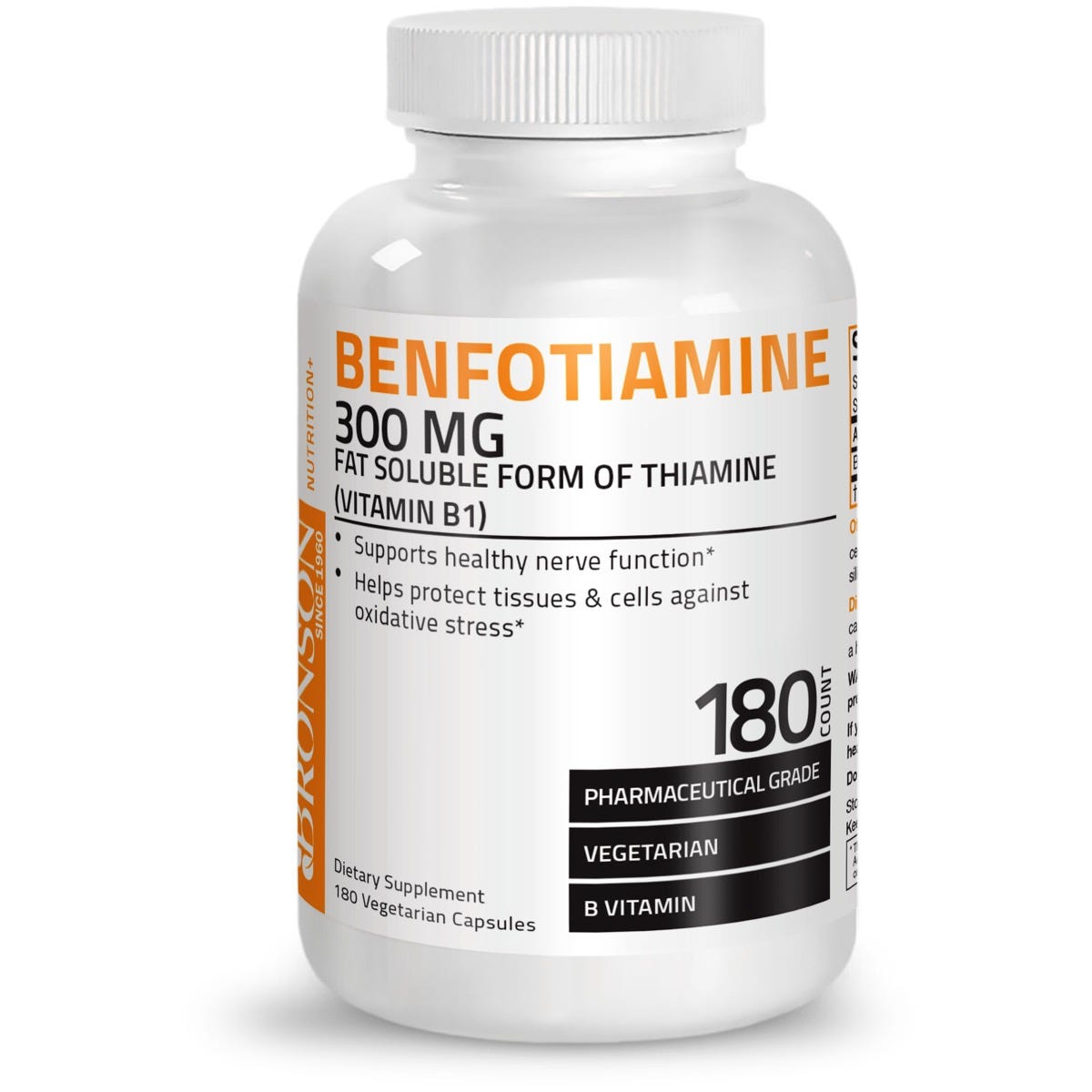 Vegetarian Benfotiamine Vitamin B1 Thiamine -  300 mg - 180 Vegetarian  Capsules view 1 of 4