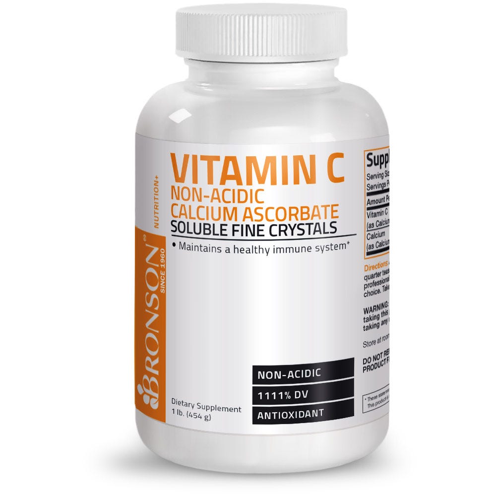 Vitamin C Non-Acidic Calcium Ascorbate Crystals - 1,000 mg - 1 lb (454g)