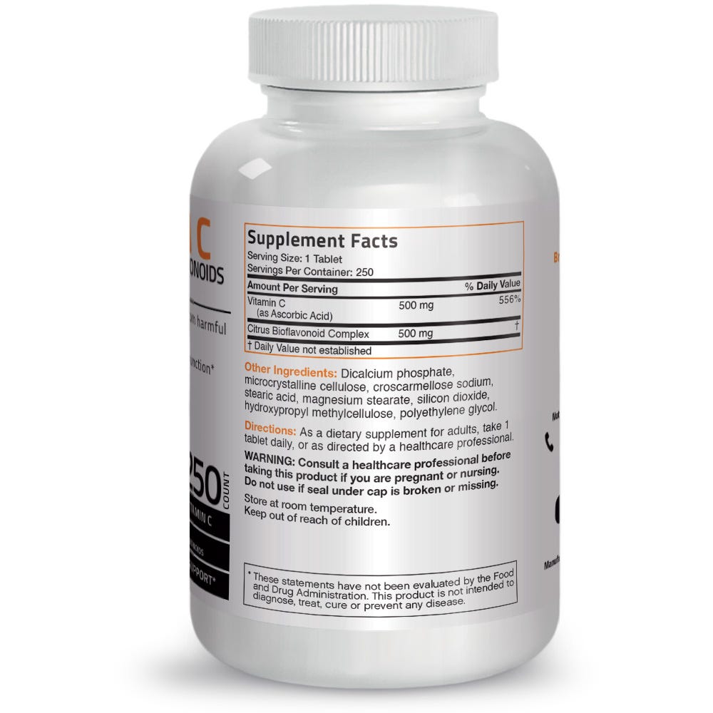 Vitamin C Ascorbic Acid with Citrus Bioflavonoids - 500 mg - 250 Tablets view 4 of 6