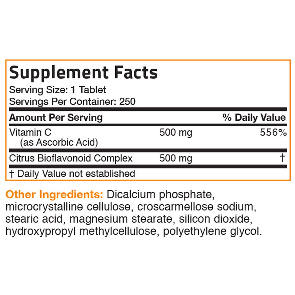 Vitamin C Ascorbic Acid with Citrus Bioflavonoids - 500 mg - 250 Tablets view 6 of 6