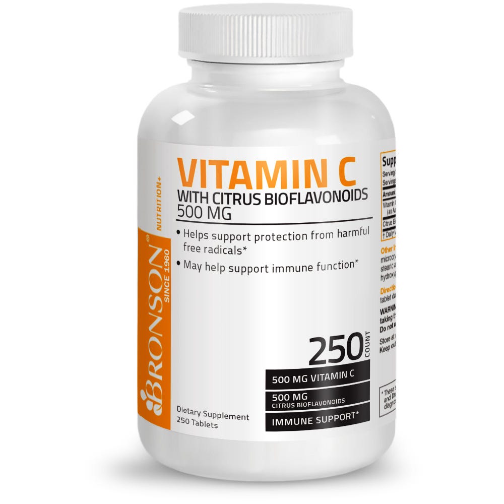 Vitamin C Ascorbic Acid with Citrus Bioflavonoids - 500 mg - 250 Tablets