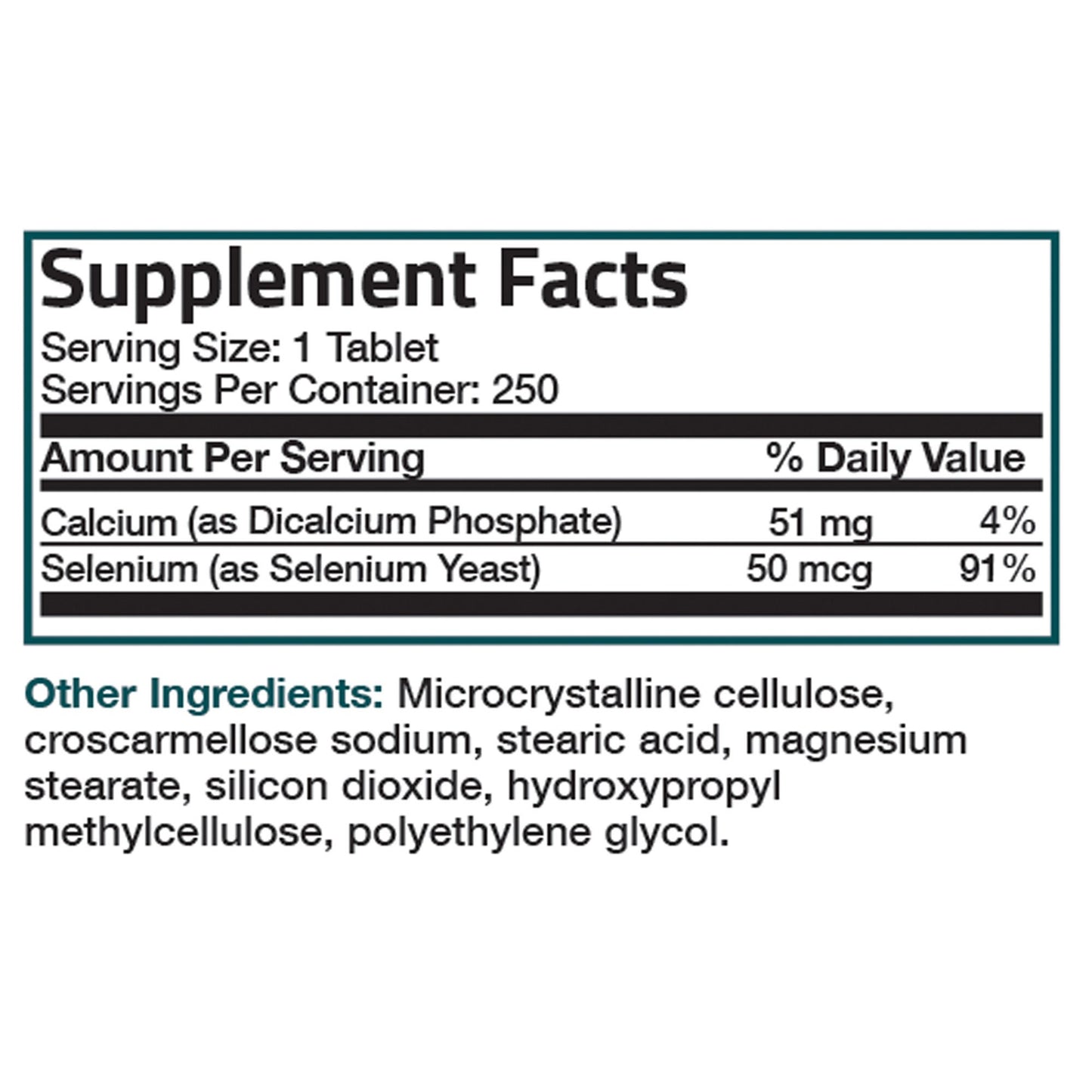 Selenium - 50 mcg - 250 Tablets