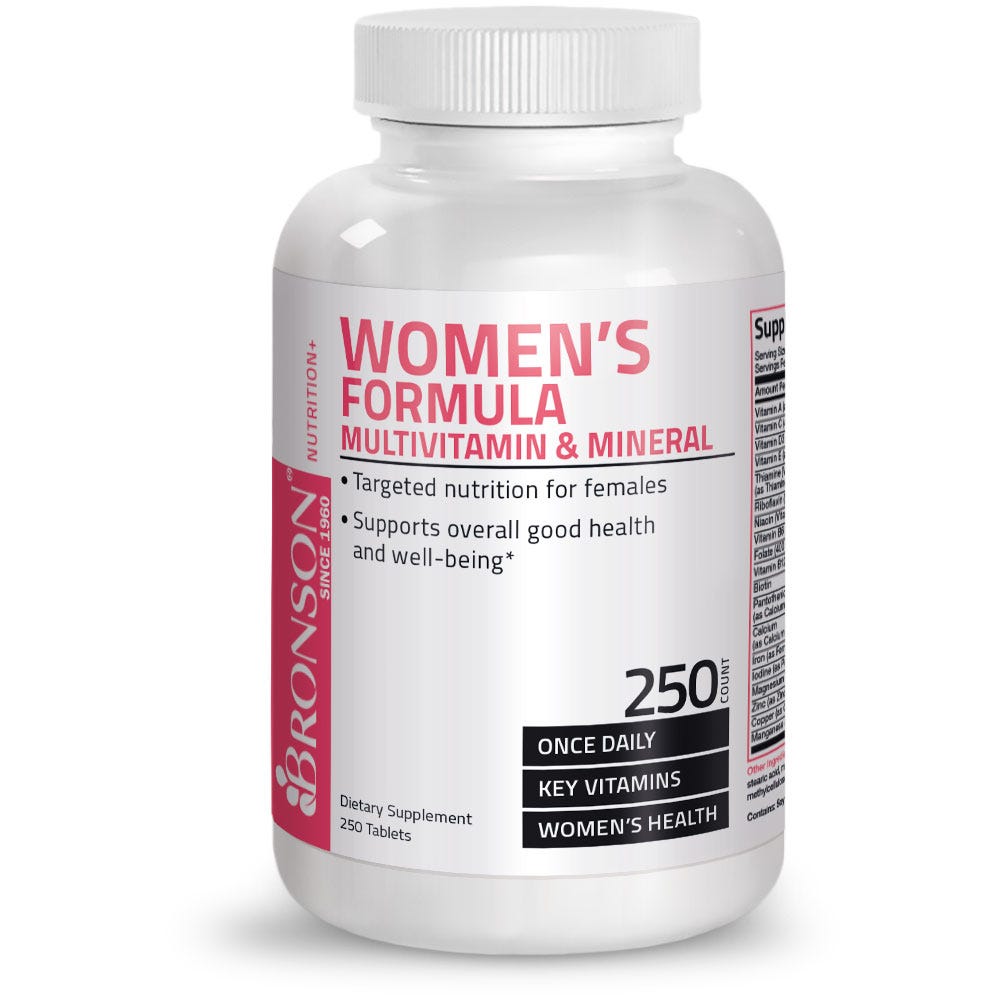 Bronson Vitamins The Woman's Formula Once Daily Multivitamin - 250 Tablets, Item #9B, Bottle, Front Label