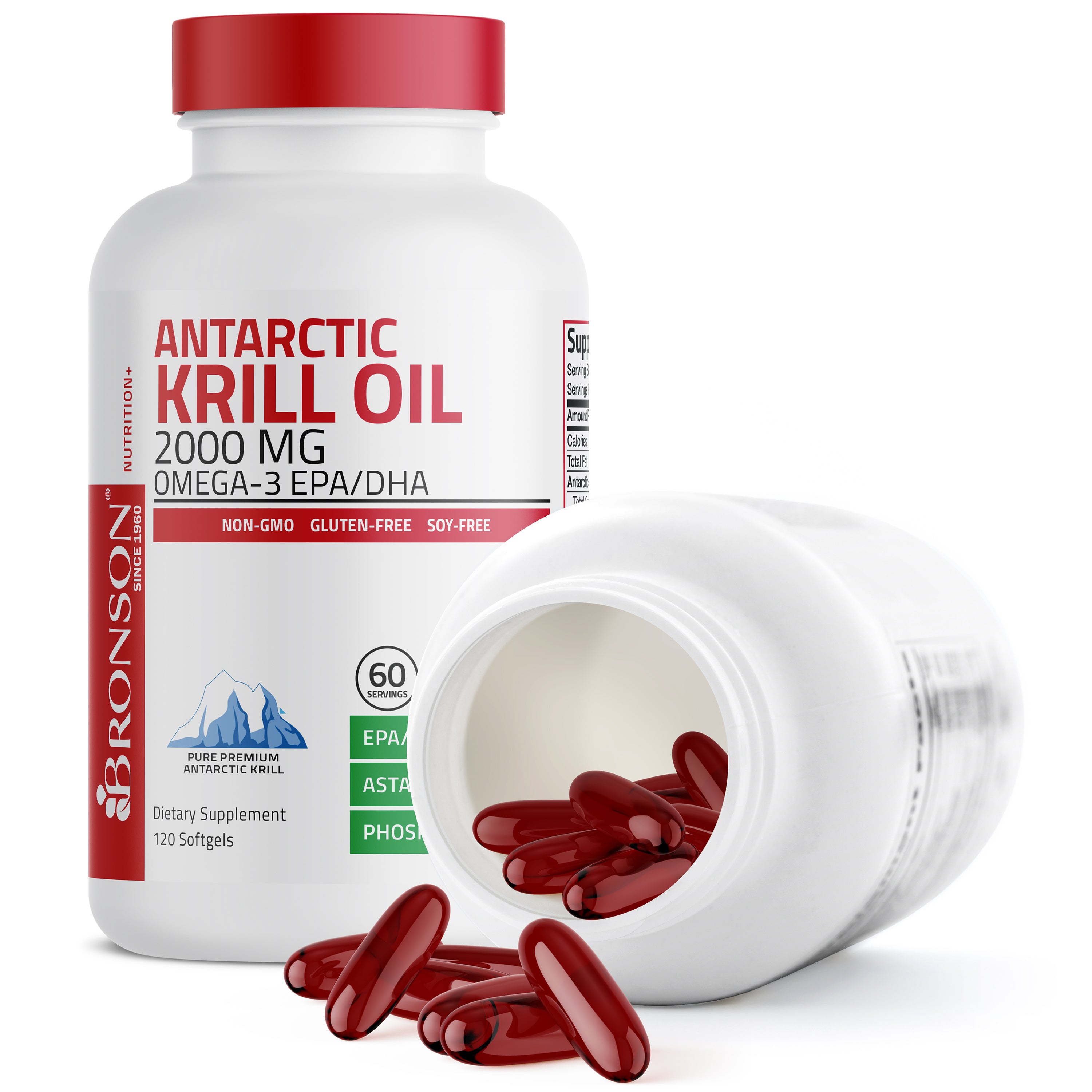 Krill Suplements Bronson Antarctic Krill Oil Omega-3 EPA DHA with Astaxanthin Non-GMO ...
