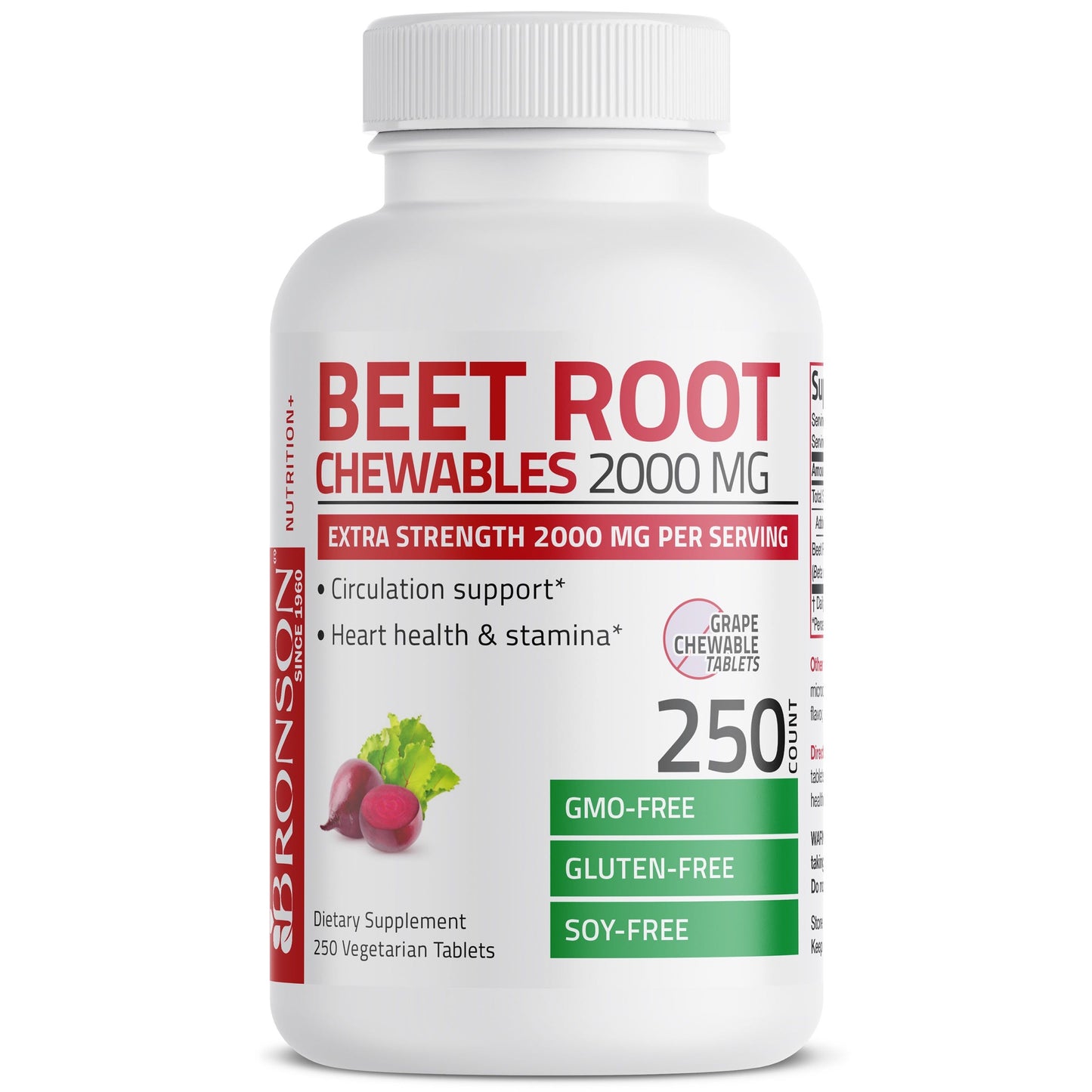 Beet Root Chewables 2000 MG, 250 Grape Flavored Tablets