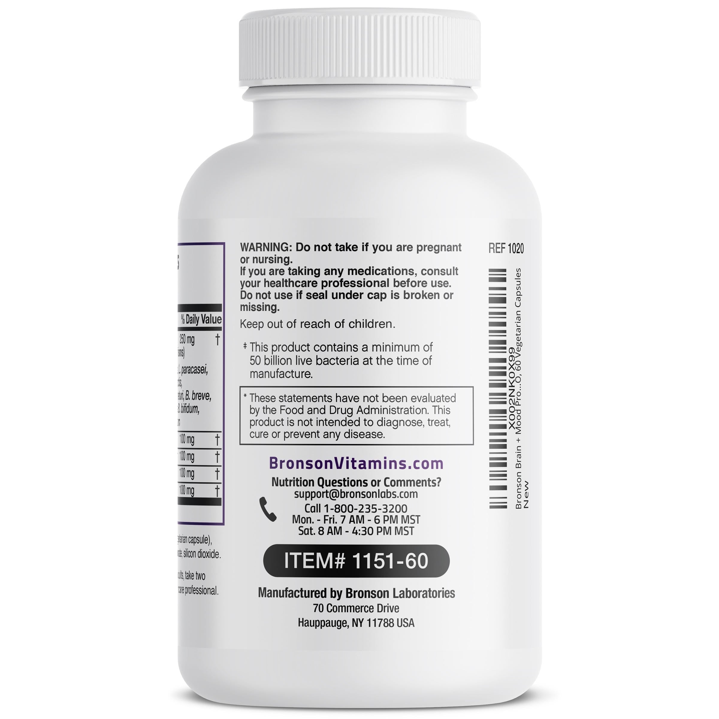 Probiotic Plus Prebiotic with L-Theanine, Bacopa & Rhodiola - 50 Billion CFU - 60 Vegetarian Capsules view 4 of 7