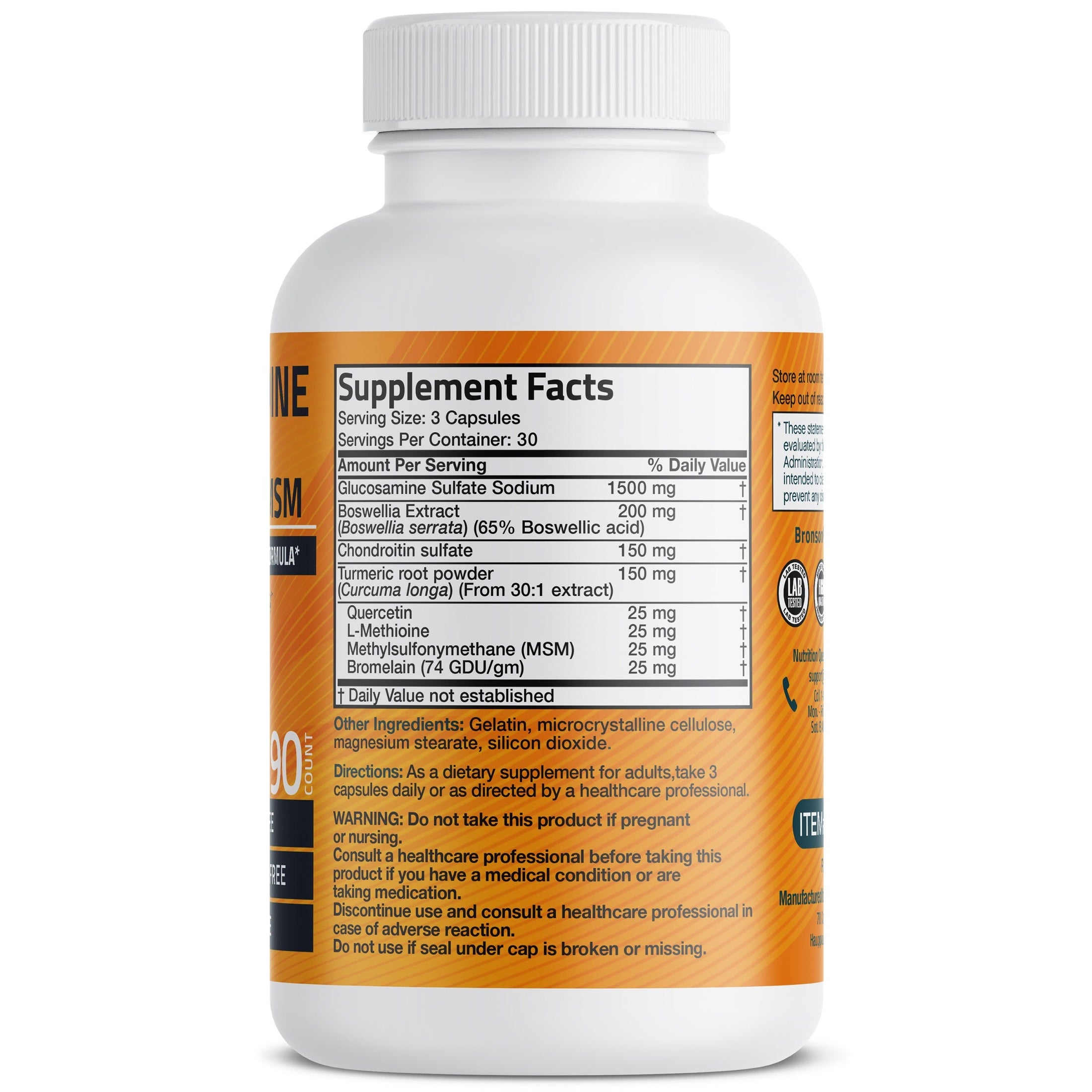 Glucosamine Chondroitin Turmeric & MSM bronsonlabs