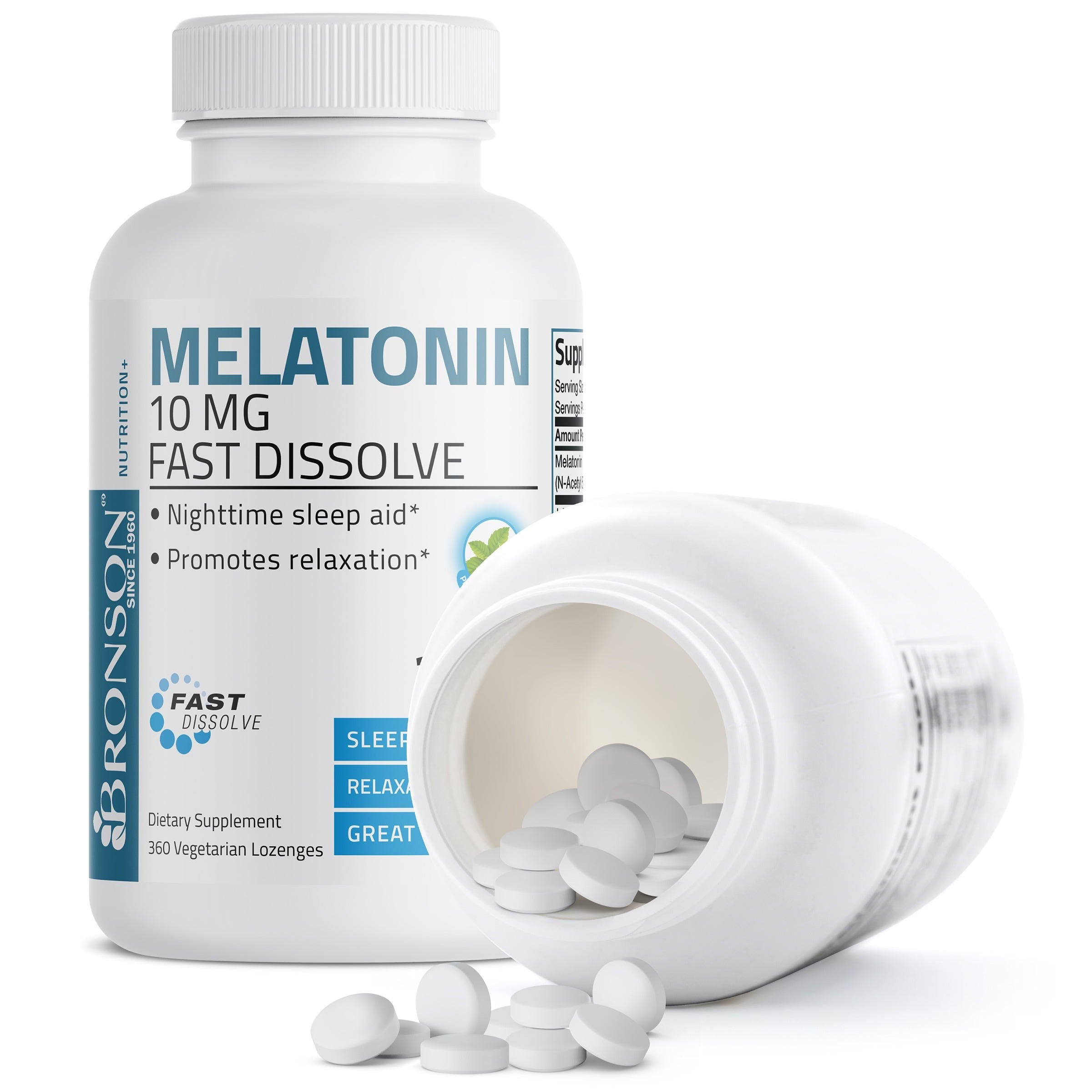 Melatonin Fast Dissolve - Peppermint - 10 mg - 360 Vegetarian Lozenges view 4 of 6
