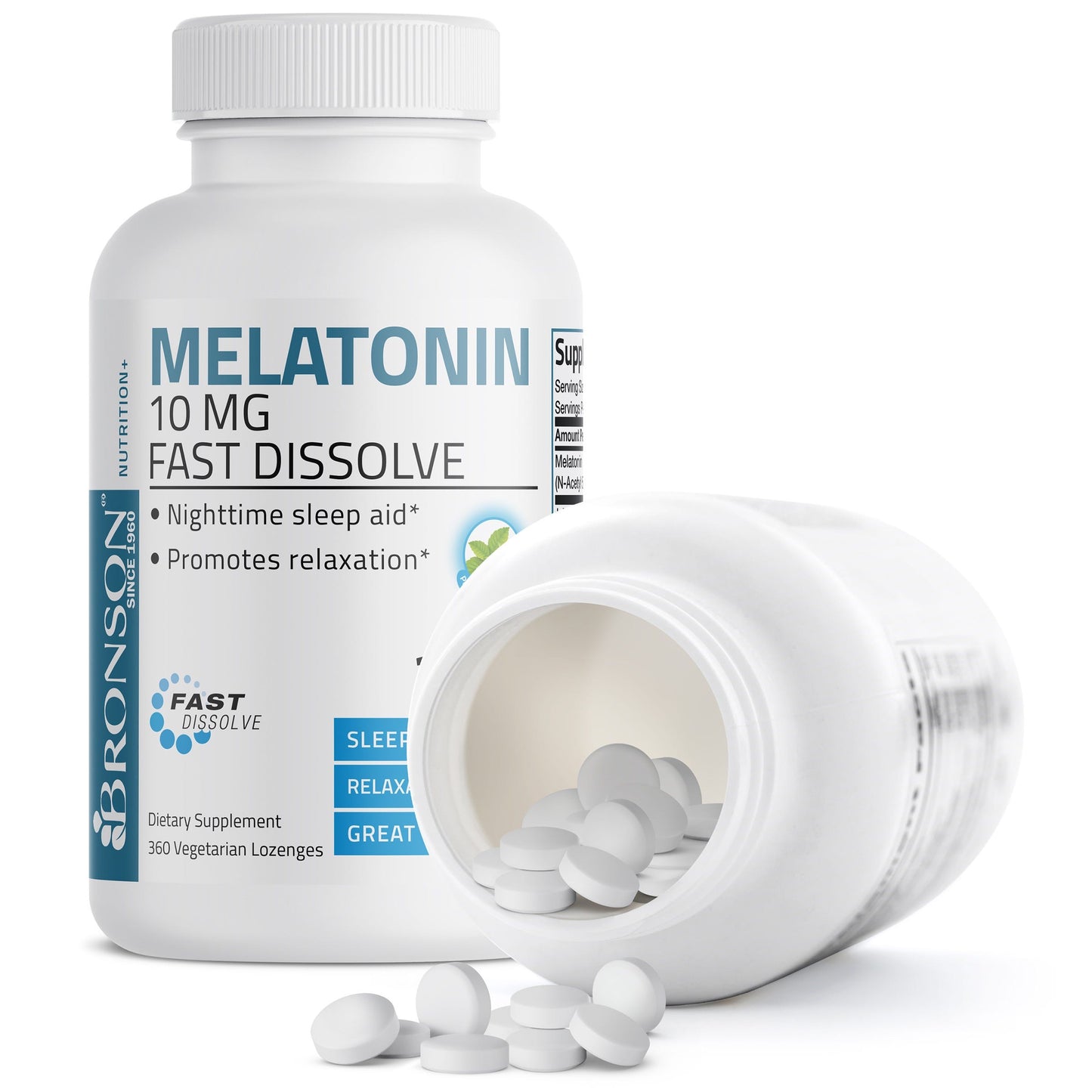 Melatonin Fast Dissolve - Peppermint - 10 mg - 360 Vegetarian Lozenges