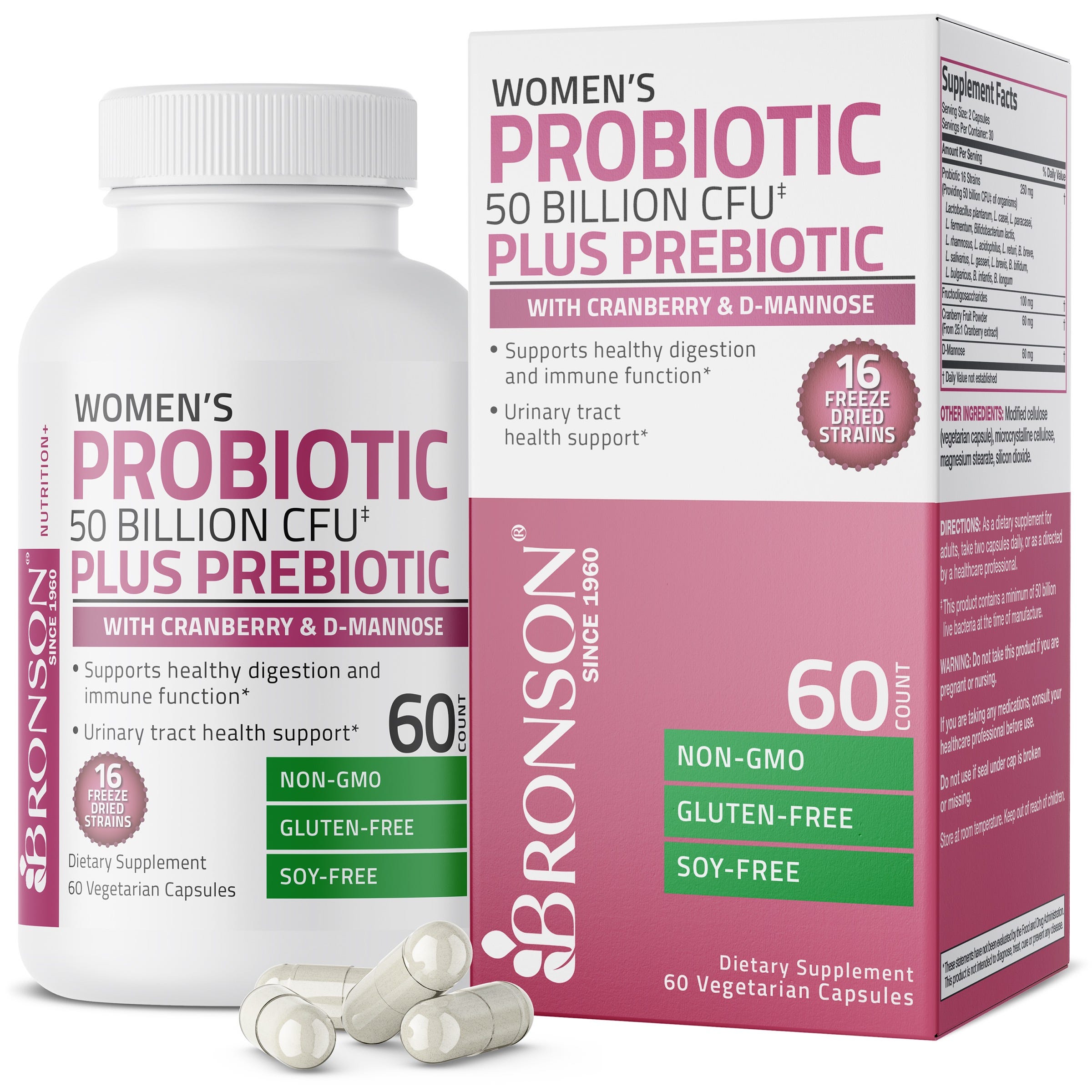 Probiotic Plus Prebiotic For Women - 50 Billion CFU - 60 Vegetarian Capsules