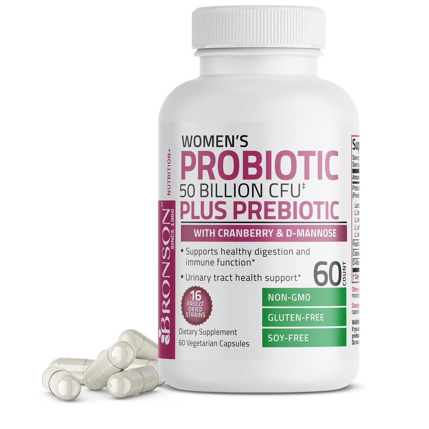 Probiotic Plus Prebiotic For Women - 50 Billion CFU - 60 Vegetarian Capsules