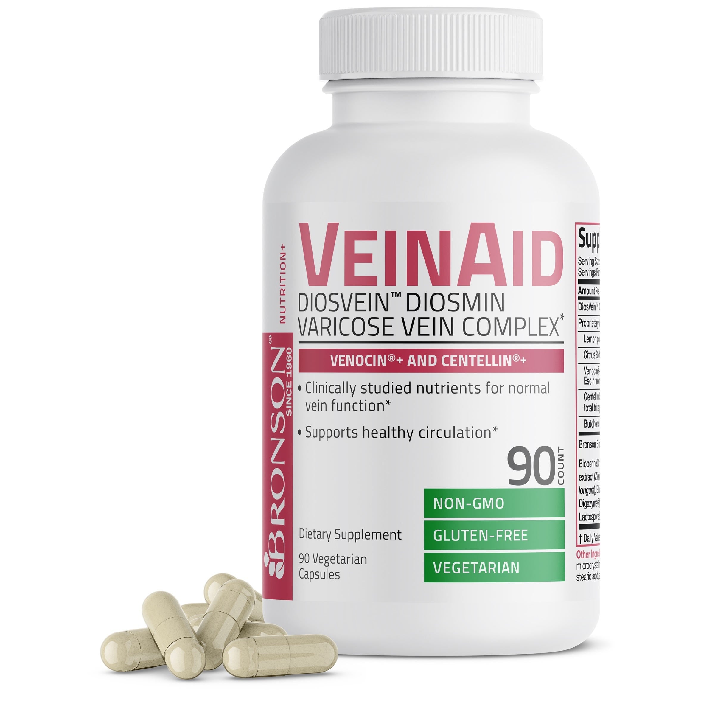 VeinAid DiosVein™ Diosmin Varicose Vein Complex - 90 Vegetarian Capsules view 1 of 6